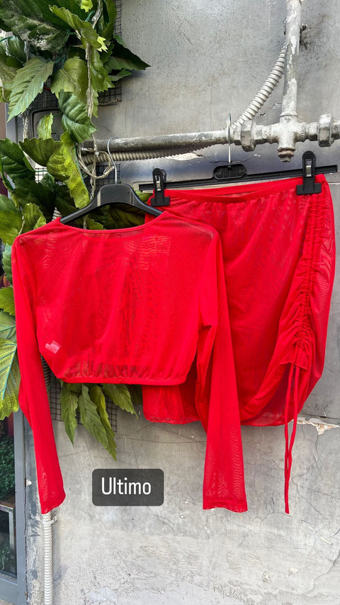 Coordinato velato nero e rosso