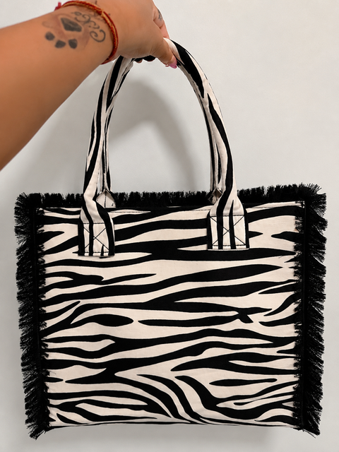Borsa frange zebrata