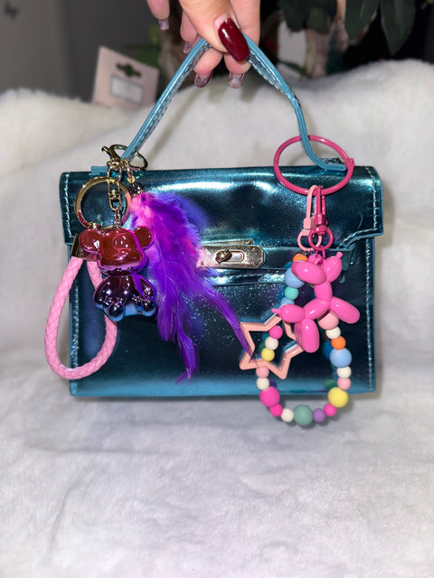 Borsa celeste metallizzata (no ciondoli)