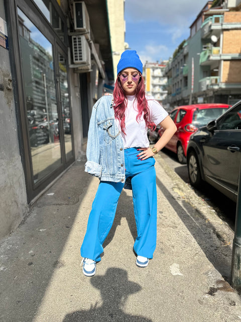 Pantalone palazzo top Quality turchese