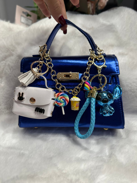 Borsa blu metallizzata (no ciondoli)