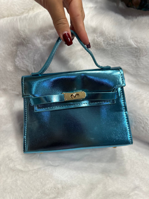 Borsa celeste metallizzata (no ciondoli)