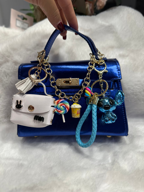 Borsa blu metallizzata (no ciondoli)
